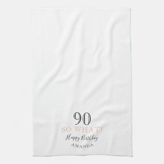 90そエレガントそ何おもしろい引用文90番目の誕生日 キッチンタオル (縦)