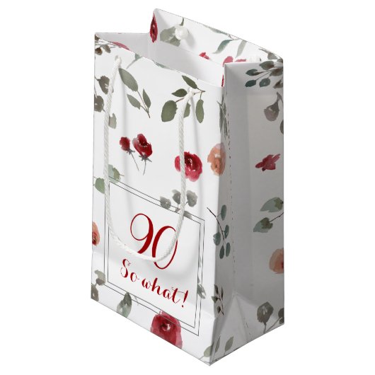 90だから何おもしろい花フローラ90誕生日 スモールペーパーバッグ (正面アングル)