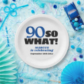 90だから何前向きタイポグラフィ90th誕生日パーティー ペーパープレート (パーティー)