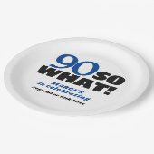 90だから何前向きタイポグラフィ90th誕生日パーティー ペーパープレート (アングル)