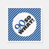 90だから前向き何ブルーストライプ誕生日90 スタンダードカクテルナプキン (正面)