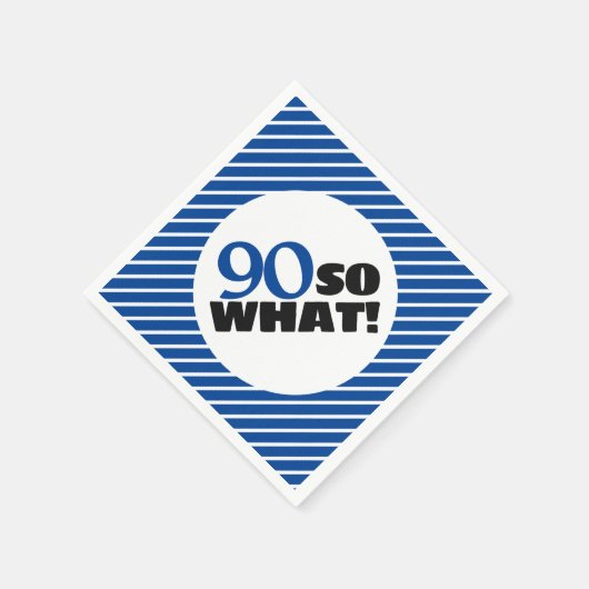 90だから前向き何ブルーストライプ誕生日90 スタンダードカクテルナプキン (角)