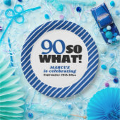 90だから前向き何ブルーストライプ誕生日90 ペーパープレート (パーティー)