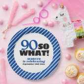 90だから前向き何ブルーストライプ誕生日90 ペーパープレート (パーティー)