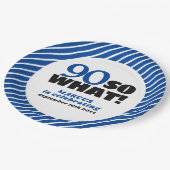 90だから前向き何ブルーストライプ誕生日90 ペーパープレート (アングル)