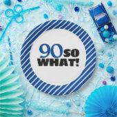 90だから前向き何ブルーストライプ誕生日90 ペーパープレート (パーティー)
