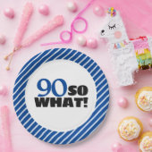 90だから前向き何ブルーストライプ誕生日90 ペーパープレート (パーティー)