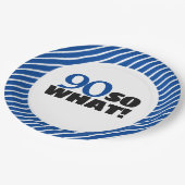 90だから前向き何ブルーストライプ誕生日90 ペーパープレート (アングル)