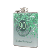 90とグリーンのグリッターと飲み引用文 フラスク (左)