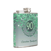 90とグリーンのグリッターと飲み引用文 フラスク (右)