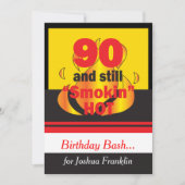 90と今でも暑い煙 |第90誕生日 招待状 (正面)