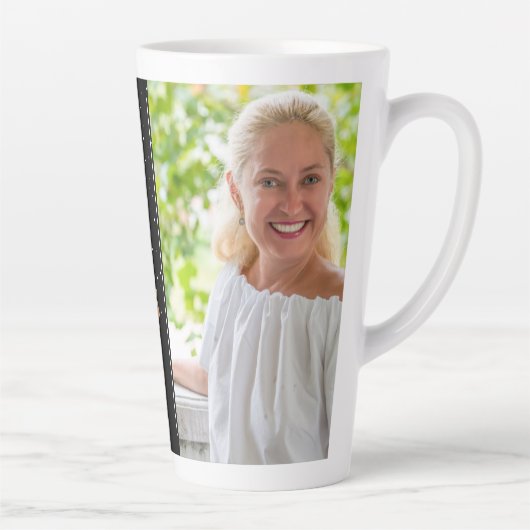 90と素晴らしいエレガントブラック90th誕生日写真 カフェラテマグ (右)