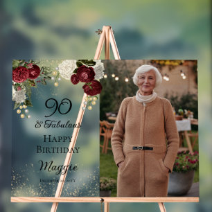 90と素晴らしいグラムバラフローラ誕生日パーティー アクリルサイン
