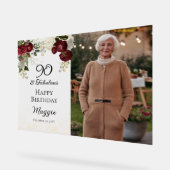 90と素晴らしいグラムバラフローラ誕生日パーティー アクリルサイン (傾斜)