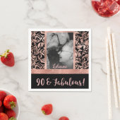 90と素晴らしいバラ金ゴールドダマスク90誕生日 スタンダードカクテルナプキン (インサイチュ)