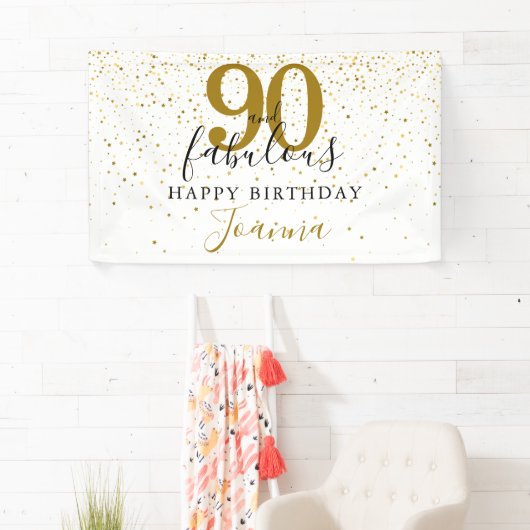 90と素晴らしい誕生日エレガント金ゴールドとブラック 横断幕 (インサイチュ)