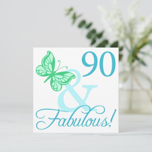 90と素晴らしい誕生日ギフト（アクア） カード (スタンド正面)