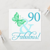 90と素晴らしい誕生日ギフト(アクア) カード (正面/裏面インサイチュ)