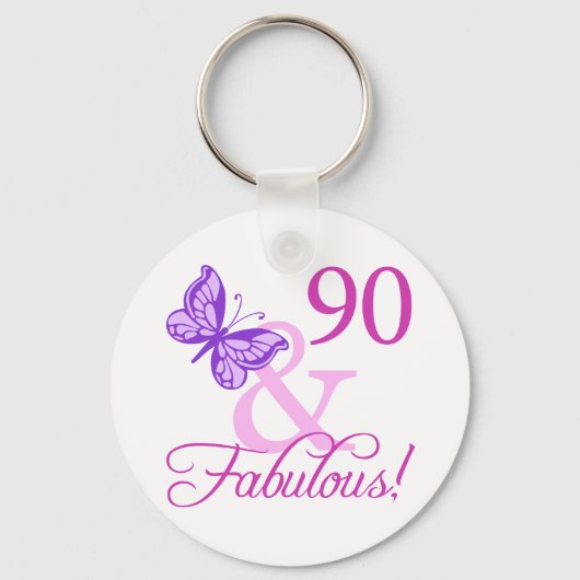 90と素晴らしい誕生日ギフト（プラム） キーホルダー (正面)