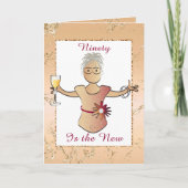 90と素晴らしい誕生日上品な女性の漫画 カード (正面)