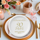 90と素晴らしい金ゴールドオーナメント90誕生日 ペーパープレート