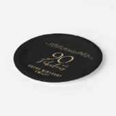 90と素晴らしい金ゴールドオーナメント90誕生日 ペーパープレート (アングル)