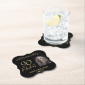 90と素晴らしい金ゴールドオーナメント90th誕生日写真 ペーパーコースター (インサイチュ)