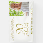 90と素晴らしい金ゴールドオーナメント90th誕生日写真 横断幕 (縦)