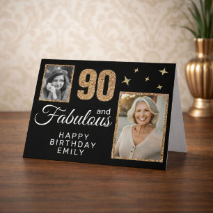 90と素晴らしい金ゴールドグリッター2写真90誕生日 カード