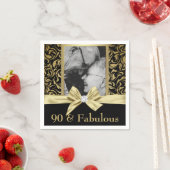 90と素晴らしい金ゴールドダマスク90誕生日 スタンダードカクテルナプキン (インサイチュ)