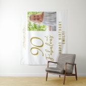 90と素晴らしい90誕生日の写真の背景 タペストリー (インサイチュ)