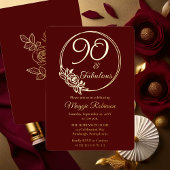 90と素晴らしい90th誕生日パーティーがスタンプ 箔招待状