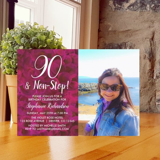 90と赤ストップ以外の写真の誕生日パーティー 招待状