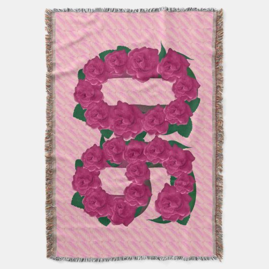 90のかわいいピンクのバラの花の第90誕生日毛布 スローブランケット (正面縦)
