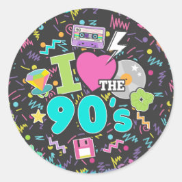 90のステッカーが大好き ラウンドシール