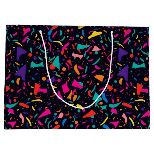 90のテーマネオン紙吹雪誕生日抱き枕 ラージペーパーバッグ (裏面)