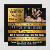 90のパーソナライズされたヒップホップ誕生会招待状 招待状 (正面/裏面)