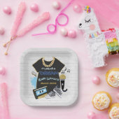 90のヒップホップブルー&金ゴールド誕生日/ベビーシャワー ペーパープレート (パーティー)