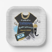 90のヒップホップブルー&金ゴールド誕生日/ベビーシャワー ペーパープレート (正面)