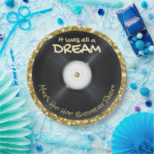 90のヒップホップレコードホワイト&金ゴールドグリッターレトロ ペーパープレート (パーティー)