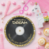 90のヒップホップレコードホワイト&金ゴールドグリッターレトロ ペーパープレート (パーティー)