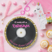 90のヒップホップ記録 |ピンクと金ゴールドのグリッターレトロ ペーパープレート (パーティー)