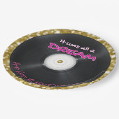 90のヒップホップ記録 |ピンクと金ゴールドのグリッターレトロ ペーパープレート (アングル)