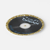 90のヒップホップ記録 | ブルー&金ゴールドグリッターレトロ ペーパープレート (アングル)