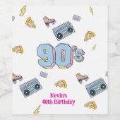 90のファンキーテーマ誕生日ギフトラベル ワインラベル (シングルラベル)