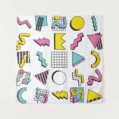 90のメンフィスポップ・アートのデザイン要素 タペストリー (正面(横))