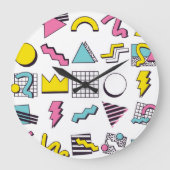 90のメンフィス:ポップ・アートのデザイン要素。 ラージ壁時計 (正面)
