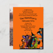 90のレトロおもしろいハロウィーントリックまたはトリートコスチューム 招待状 (正面/裏面)