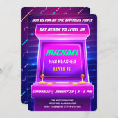 90のレトロビデオゲーム誕生日招待状 招待状 (正面/裏面)