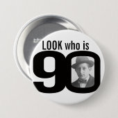 90の写真の白黒ボタンまたはバッジはだれであるか見て下さい 缶バッジ (正面&裏面)